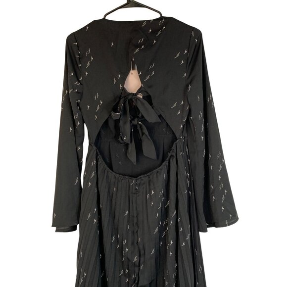 Anthro Avec Les Filles Black Pleated Long Sleeve Dress Size 4 NWT - Picture 7 of 10